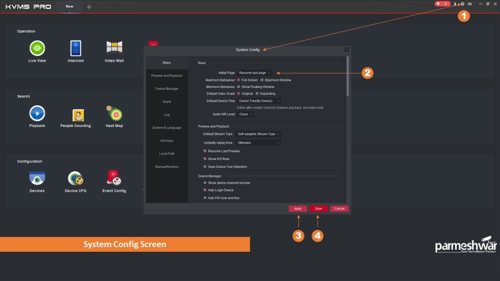 KVMS Pro System Config Screen